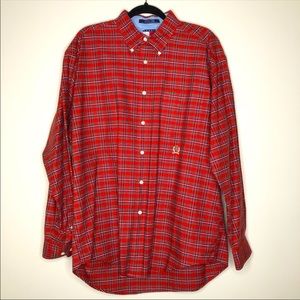 Vintage Tommy Hilfiger Classic Red Plaid Button Down 100% Cotton